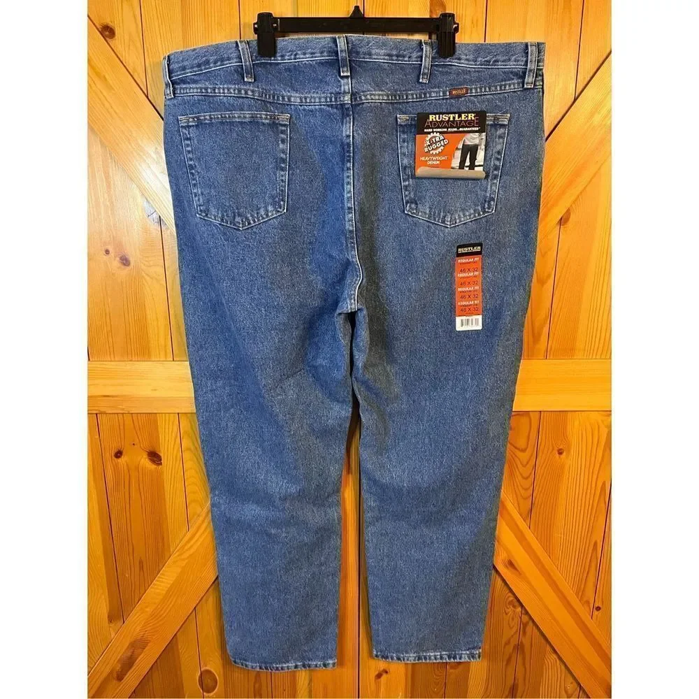 Rustler Regular Fit Straight Leg Heavyweight  Denim Jeans 46x32 NWT (2017)